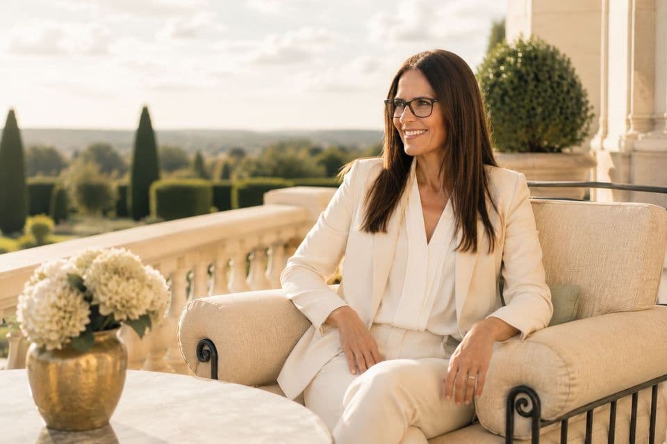 Katja Herrmann auf der Terrasse